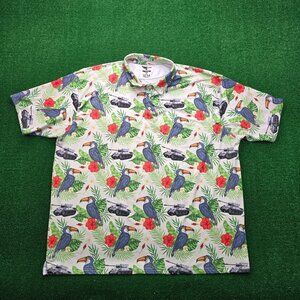 Eagle Six‎ Gear Polo Shirt Mens 3XL Green Short Sleeve Floral Toucan Tank AOP
